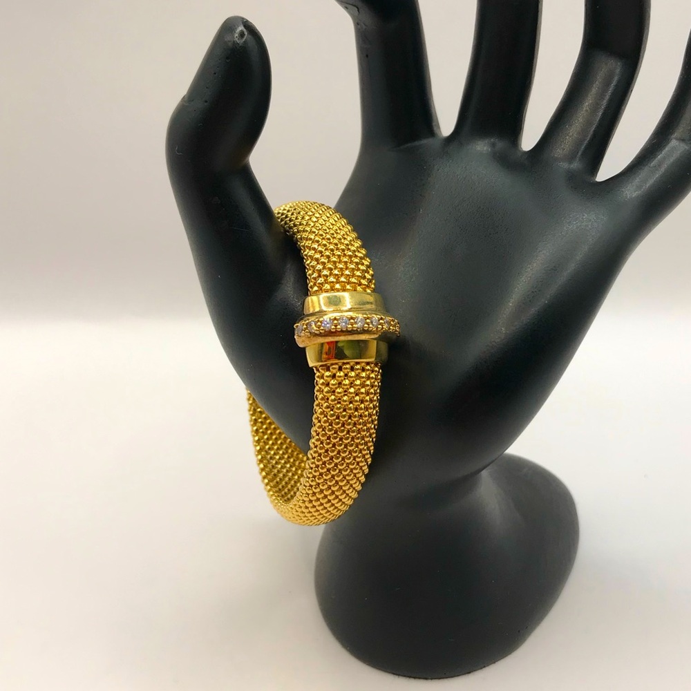 Bellezza Gold-Tone Mesh & Rhinestones Magnetic Bracelet